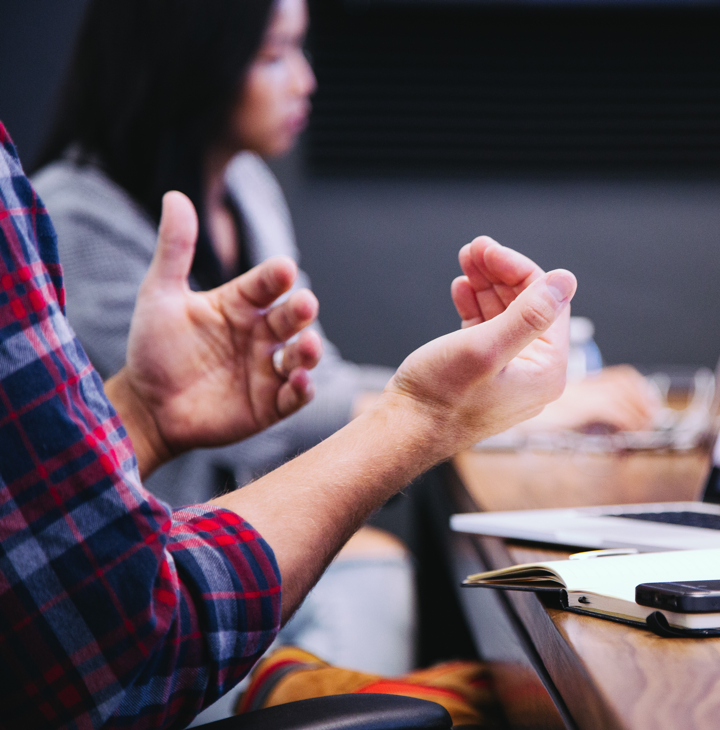 Hands gesticulating in conversation