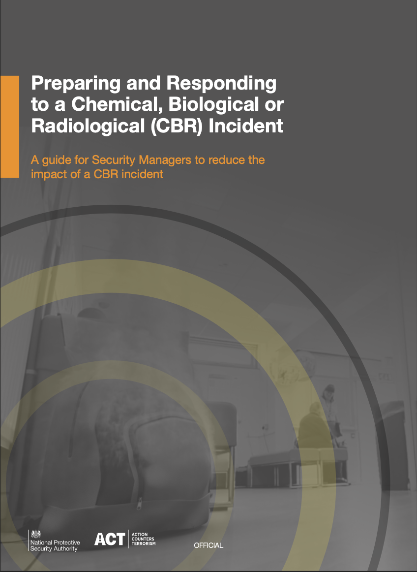 Preparing and Responding to a Chemical, Biological or Radiological (CBR) Incident - For Security Managers guidance front cover 