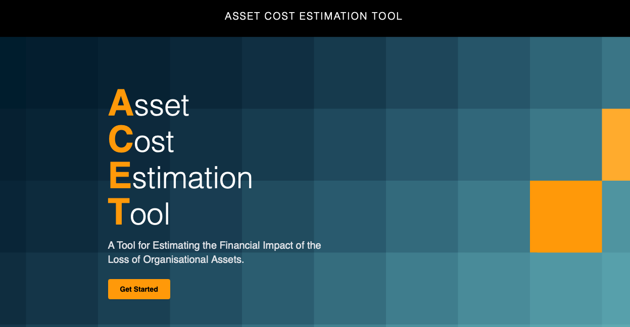 Asset Cost Estimation Tool (ACET) landing page