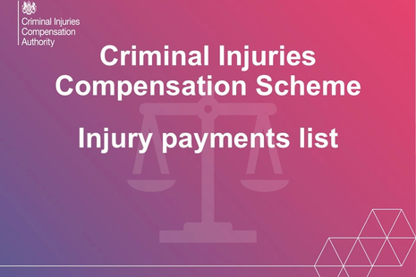 Criminal Injuries Compensation Scheme injuries list