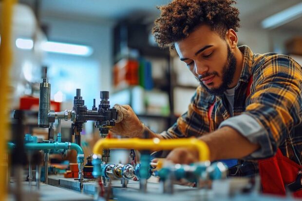 An apprentice working